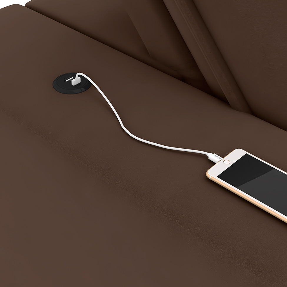 Sofá 4 Lugares Retrátil e Reclinável com USB Jazz Molas Suede Chocolate 250 cm