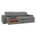 Sofá 4 Lugares Retrátil e Reclinável com USB Jazz Molas Suede Chumbo 250 cm