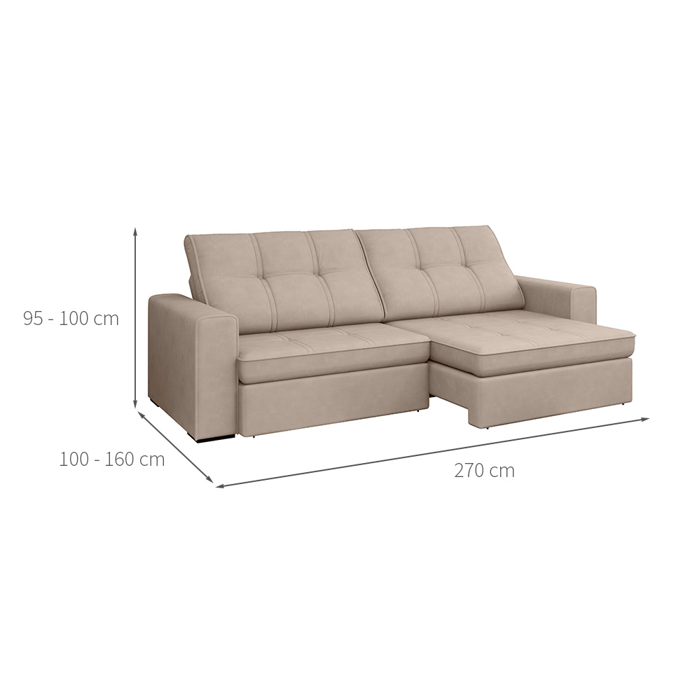Sofá 4 Lugares Retrátil e Reclinável com USB Versalhes Molas Suede Camurça 270 cm