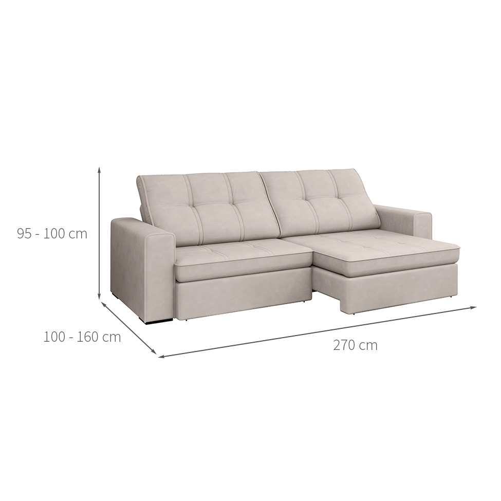 Sofá 4 Lugares Retrátil e Reclinável com USB Versalhes Molas Suede Marfim 270 cm