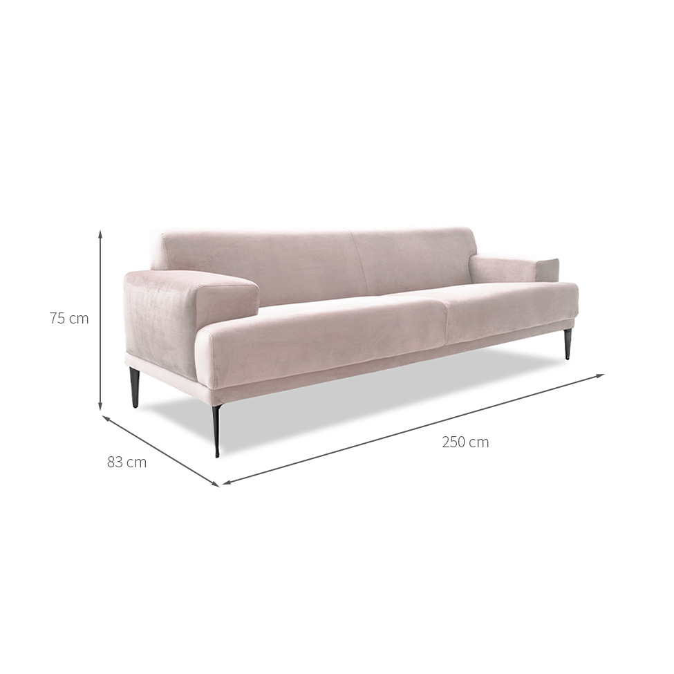 Sofá 4 Lugares Vito Veludo Bege 250 cm