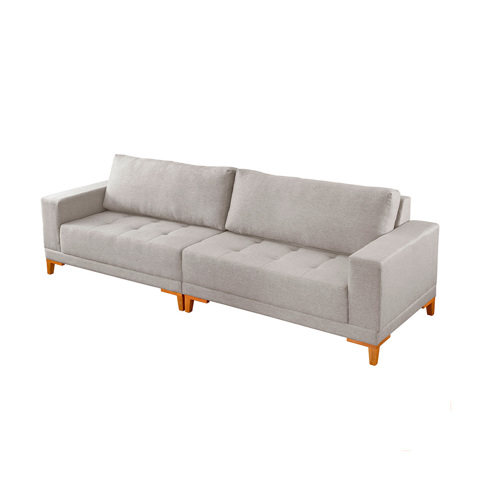 Sofá 4 Lugares Volga Plus Linho Cinza Claro 280 cm