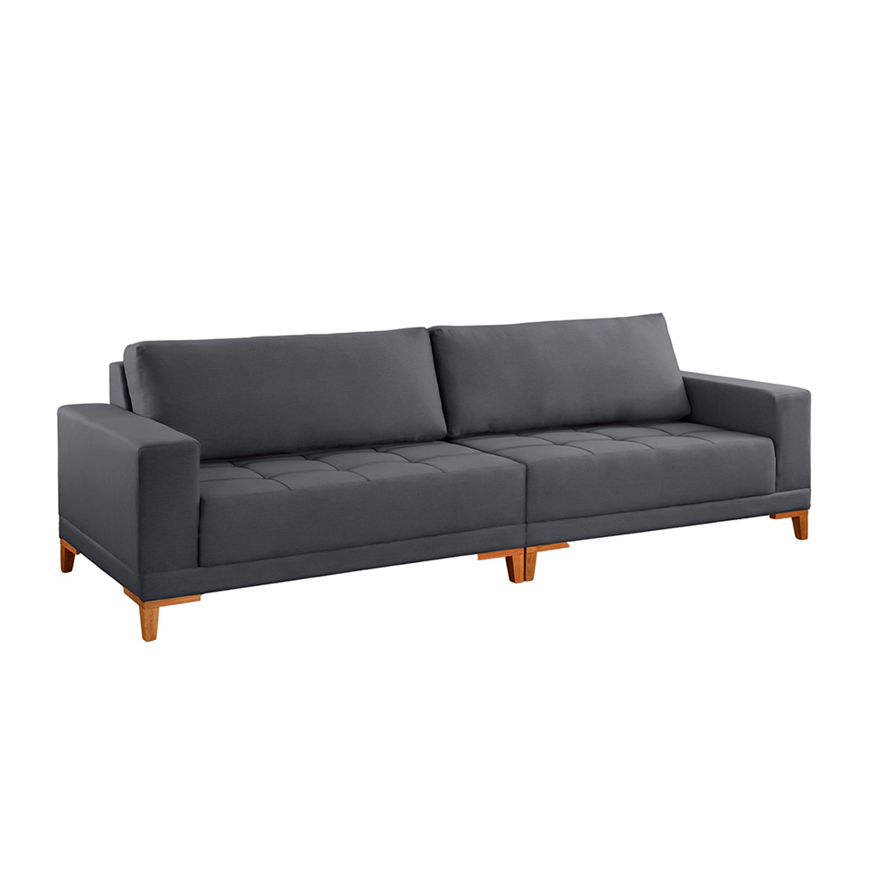 Sofá 4 Lugares Volga Plus Veludo Grafite 280 cm