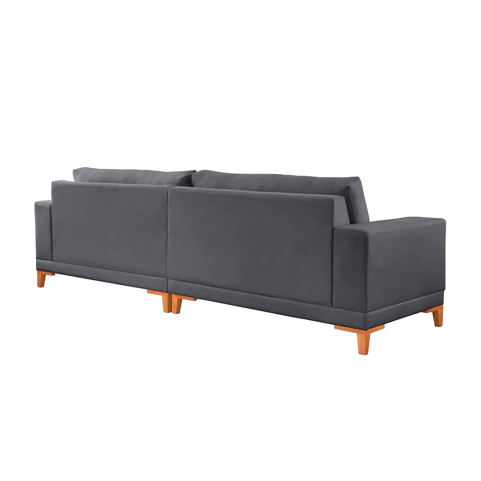 Sofá 4 Lugares Volga Plus Veludo Grafite 280 cm