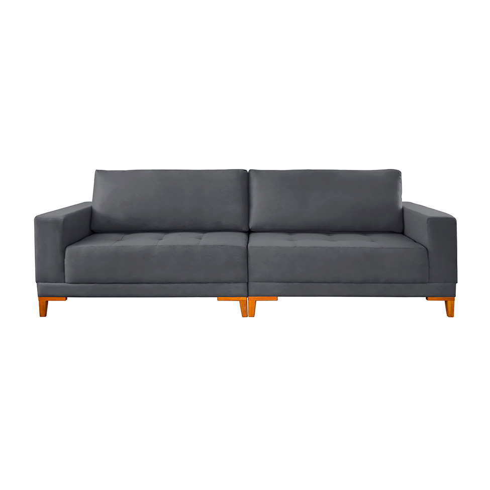Sofá 4 Lugares Volga Plus Veludo Grafite 280 cm