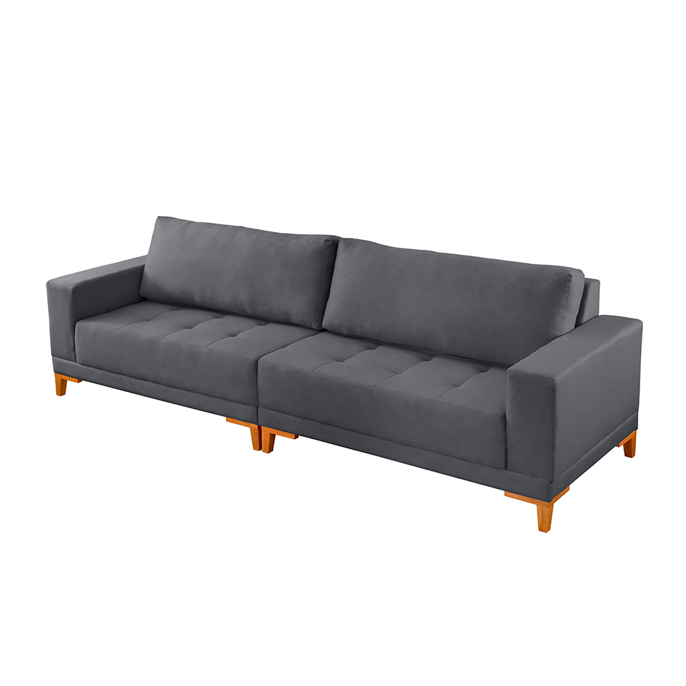 Sofá 4 Lugares Volga Plus Veludo Grafite 280 cm