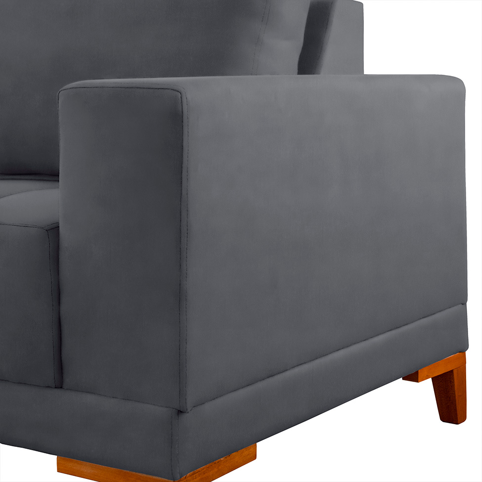Sofá 4 Lugares Volga Plus Veludo Grafite 280 cm