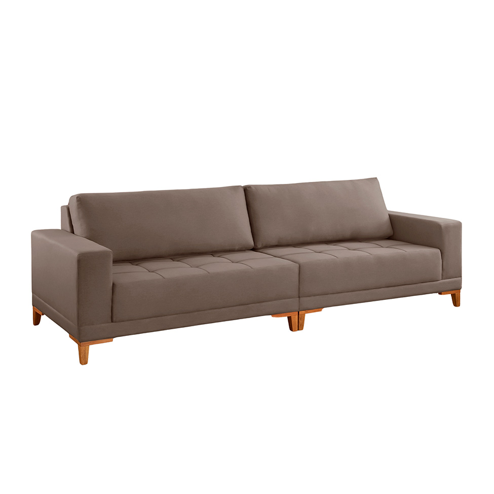 Sofá 4 Lugares Volga Plus Veludo Marrom 280 cm