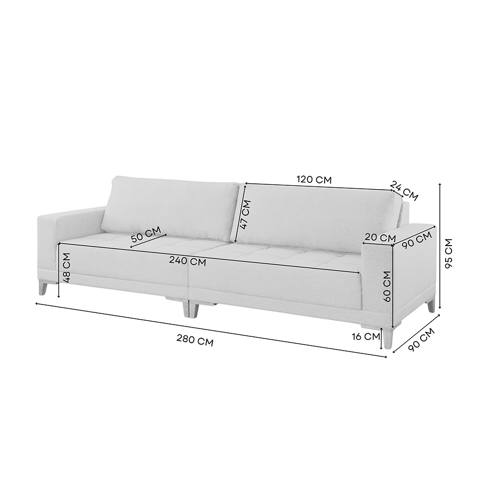 Sofá 4 Lugares Volga Plus Veludo Marrom 280 cm