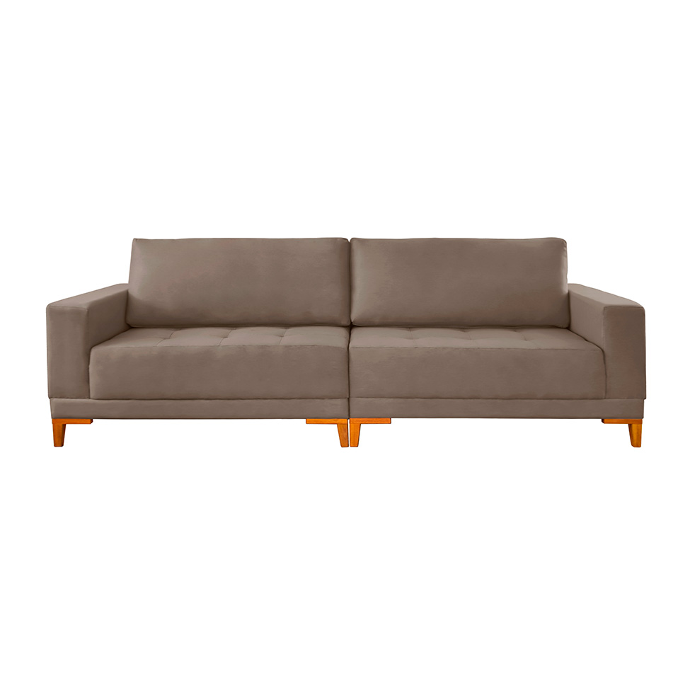 Sofá 4 Lugares Volga Plus Veludo Marrom 280 cm