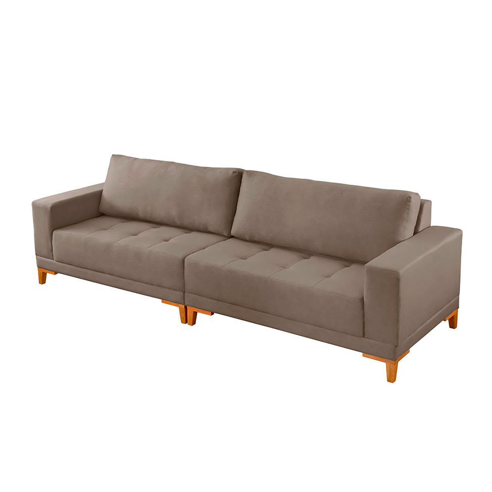 Sofá 4 Lugares Volga Plus Veludo Marrom 280 cm