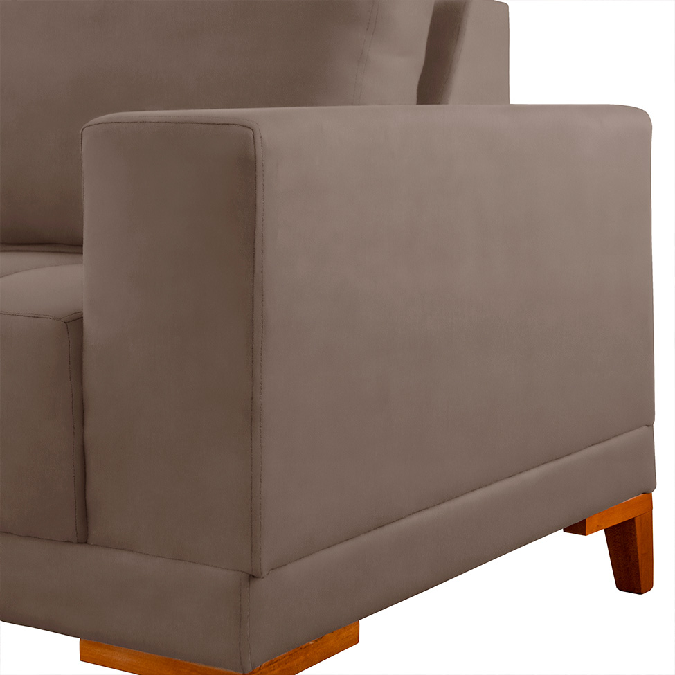 Sofá 4 Lugares Volga Plus Veludo Marrom 280 cm