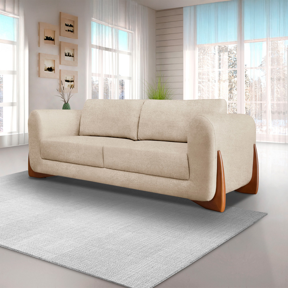 Sofá 4 Lugares Yves Bouclé Bege 250 cm