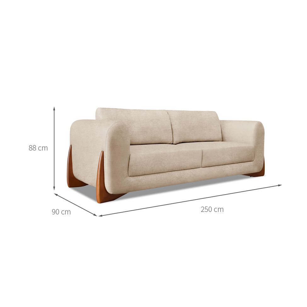 Sofá 4 Lugares Yves Bouclé Bege 250 cm