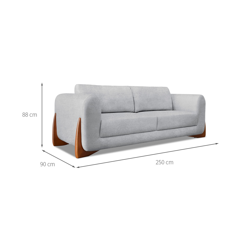 Sofá 4 Lugares Yves Bouclé Cinza 250 cm