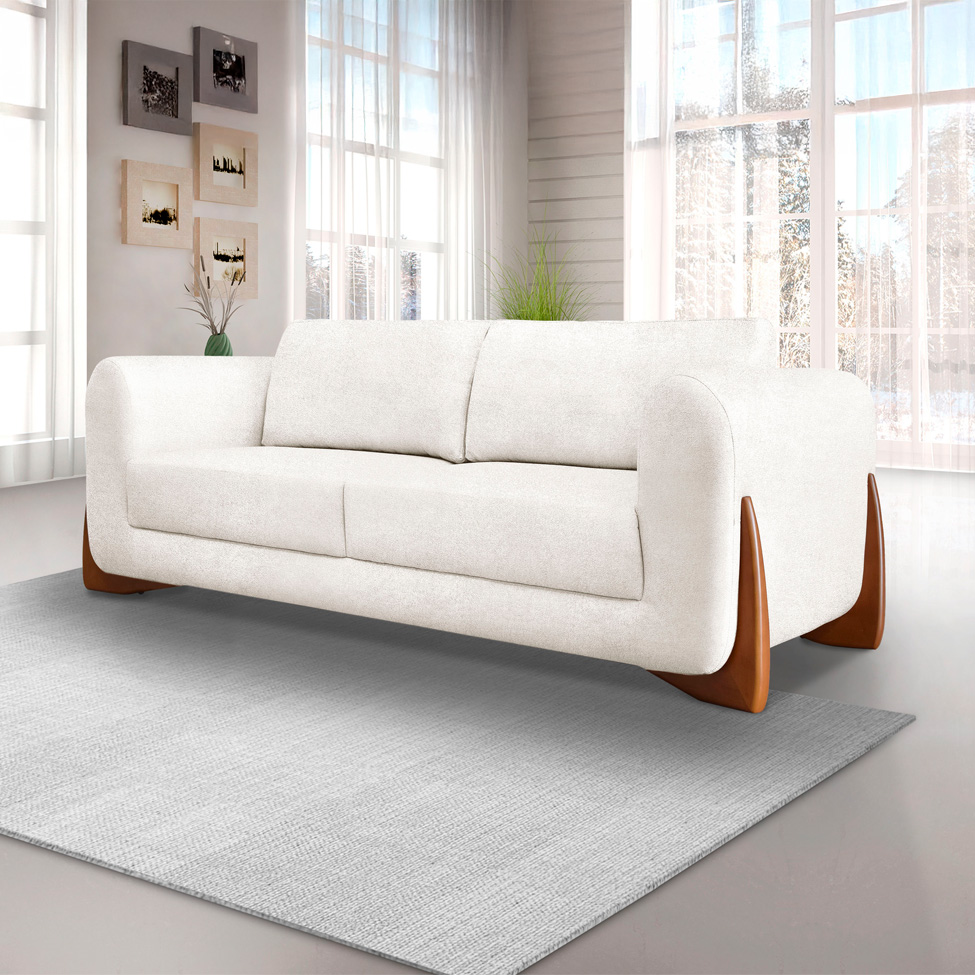 Sofá 4 Lugares Yves Bouclé Off White 250 cm