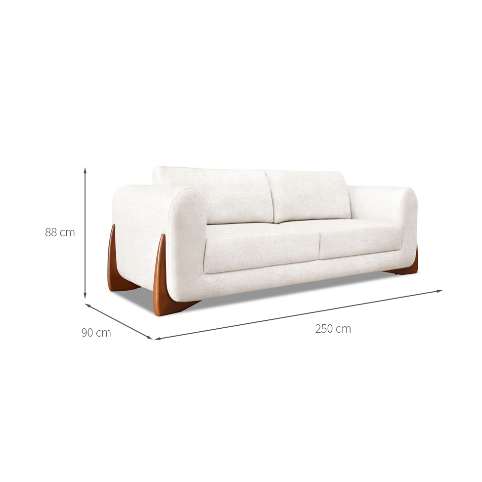 Sofá 4 Lugares Yves Bouclé Off White 250 cm