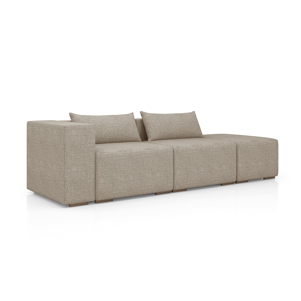 Sofá 4 Lugares com Puff Riade Itacaré Bege 343 cm