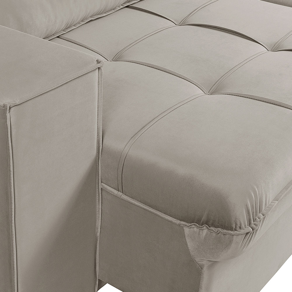 Sofá 4 lugares Retrátil e Reclinavél Cancun Veludo Capuccino 250 cm