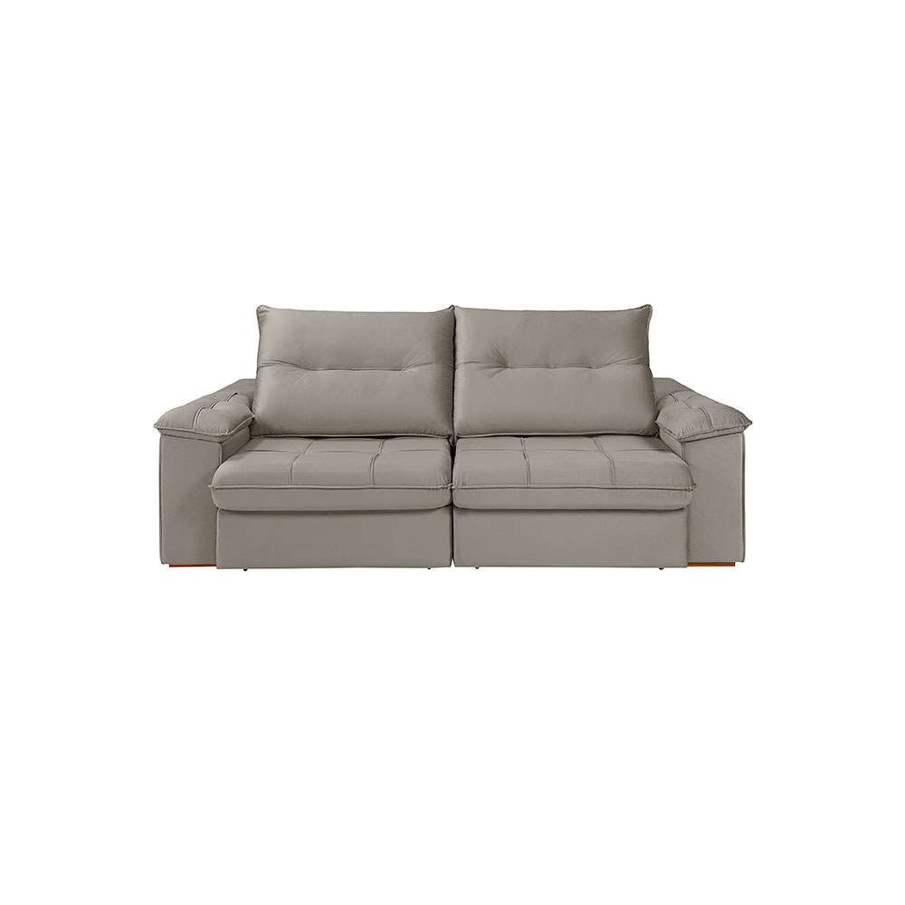 Sofá 4 lugares Retrátil e Reclinavél Dalas Veludo Capuccino 250 cm