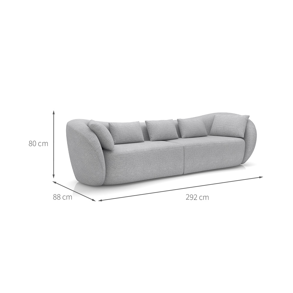 Sofá 5 Lugares Dubai Itacaré Cinza 292 cm