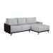 Sofá 5 Lugares Geribá com Chaise Direito Linho Cinza Claro e Preto