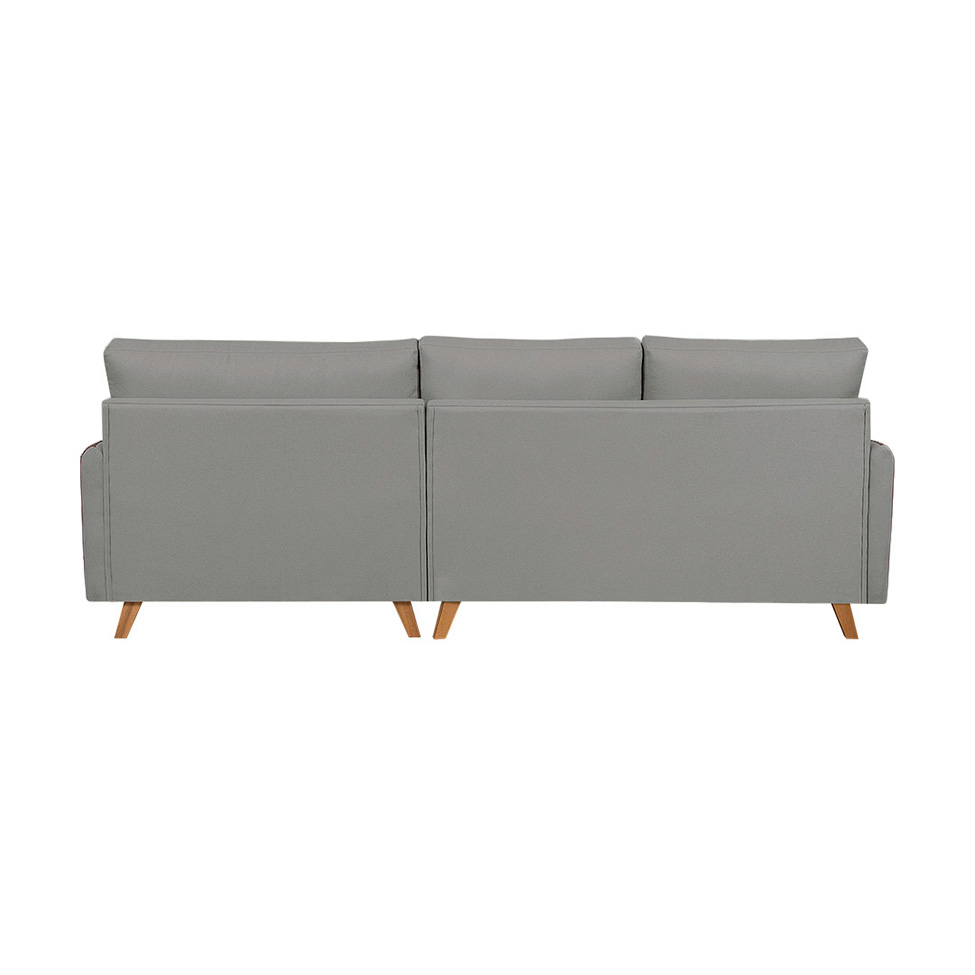 Sofá 5 Lugares Geribá com Chaise Direito Linho Cinza e Preto