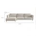 Sofá 5 Lugares Munique com Chaise Esquerdo Poliéster Creme