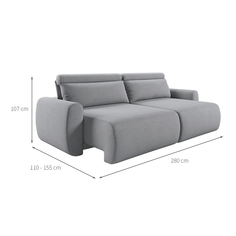 Sofá 5 Lugares Retrátil e Reclinável City Linho Cinza 280 cm