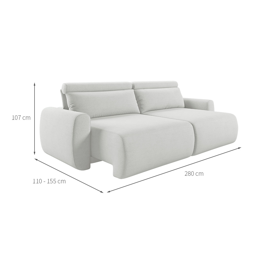 Sofá 5 Lugares Retrátil e Reclinável City Linho Cru 280 cm