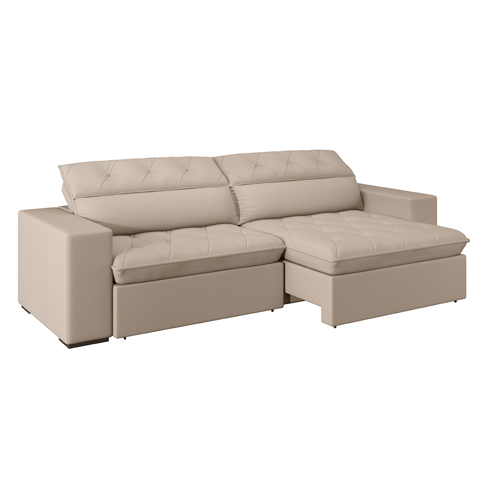 Sofá 5 Lugares Retrátil e Reclinável com USB Jazz Molas Suede Camurça 290 cm