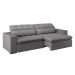 Sofá 5 Lugares Retrátil e Reclinável com USB Jazz Molas Suede Chumbo 290 cm
