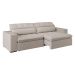 Sofá 5 Lugares Retrátil e Reclinável com USB Jazz Molas Suede Marfim 290 cm