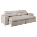 Sofá 5 Lugares Retrátil e Reclinável com USB Jazz Molas Suede Marfim 290 cm