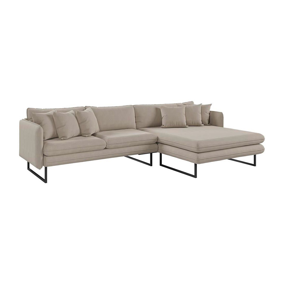 Sofá 5 Lugares Ricco com Chaise Direita Linho Cinza