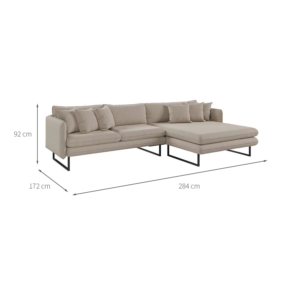 Sofá 5 Lugares Ricco com Chaise Direita Linho Cinza