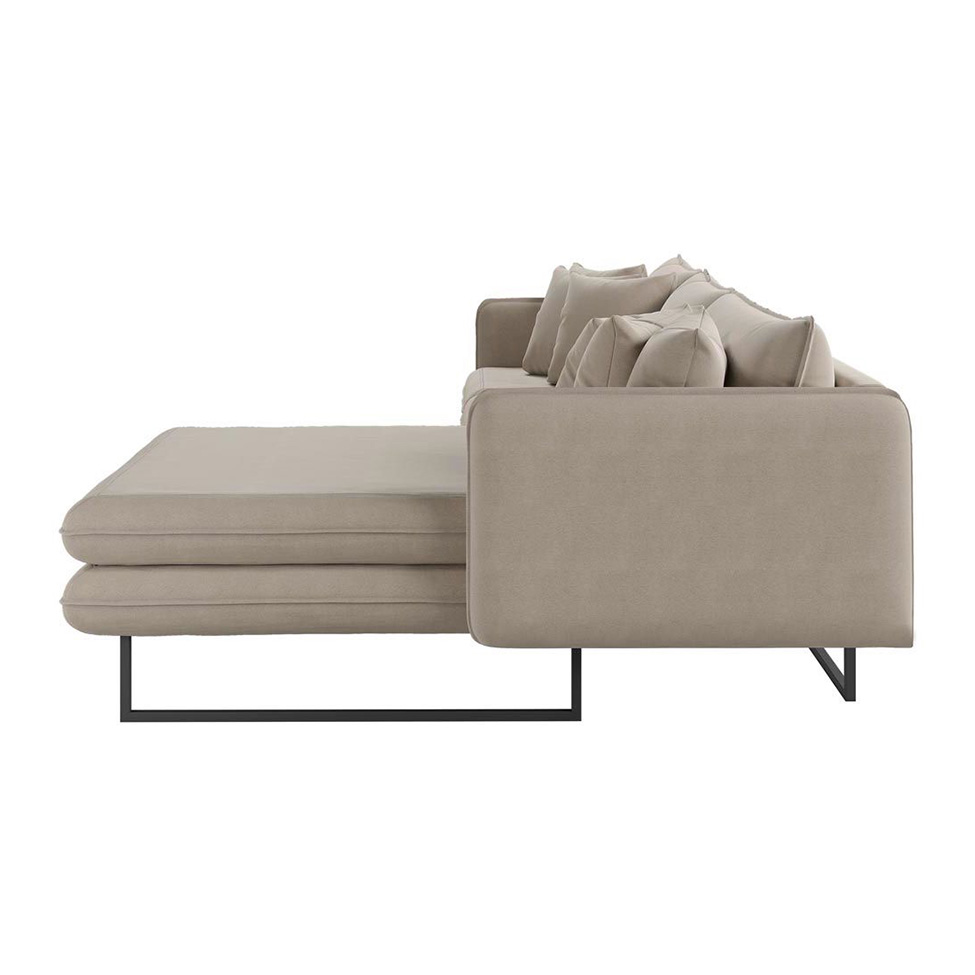 Sofá 5 Lugares Ricco com Chaise Direita Linho Cinza