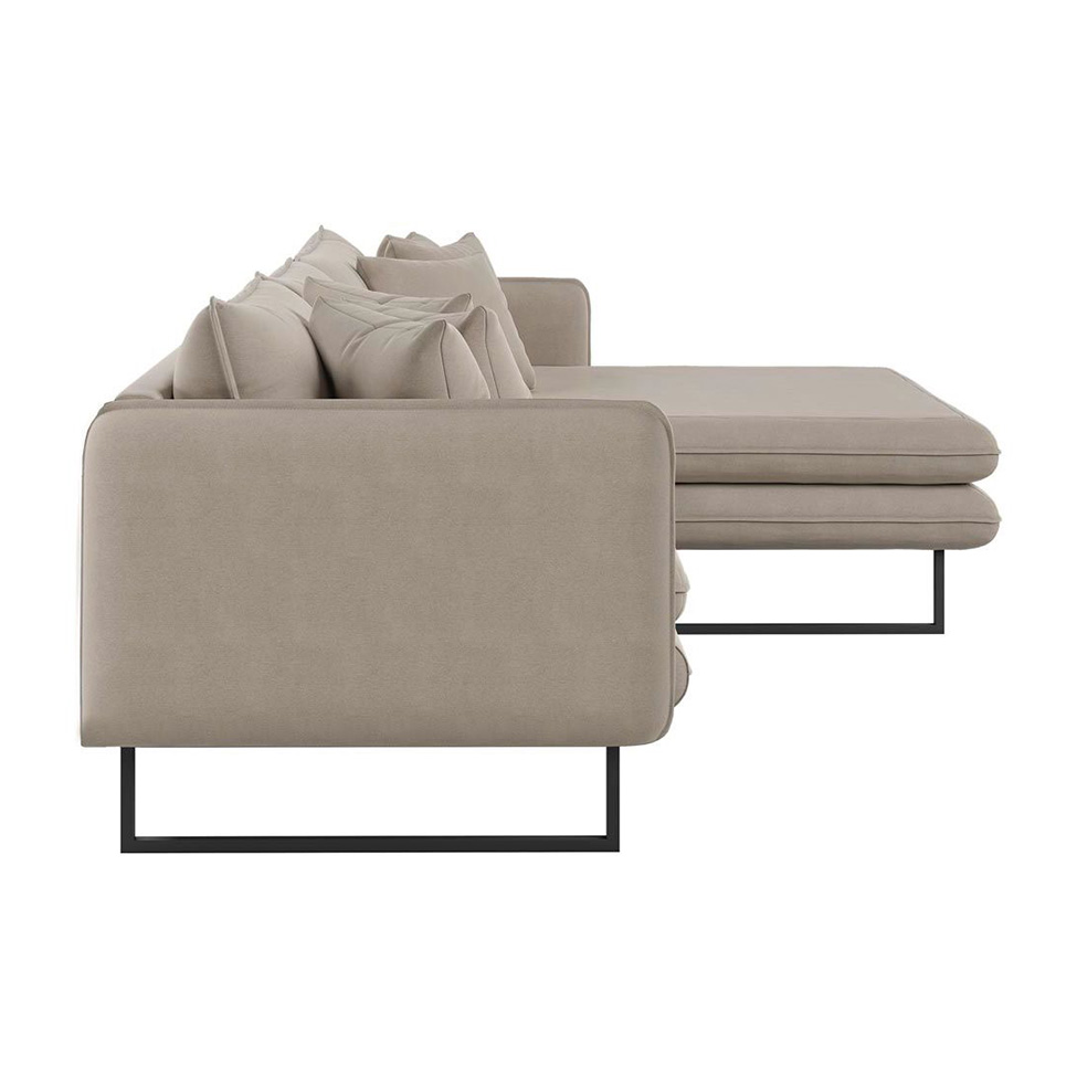 Sofá 5 Lugares Ricco com Chaise Direita Linho Cinza