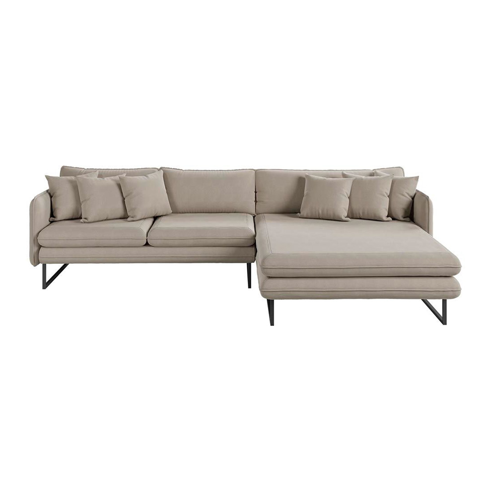 Sofá 5 Lugares Ricco com Chaise Direita Linho Cinza