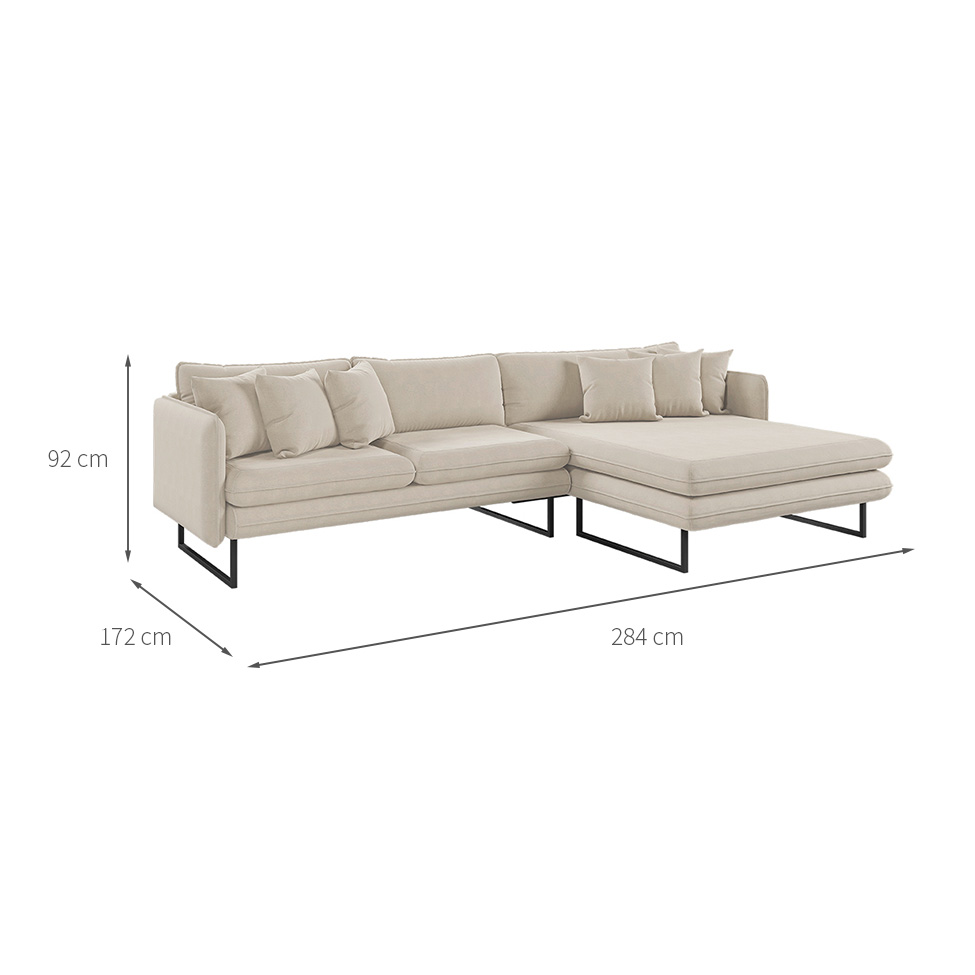 Sofá 5 Lugares Ricco com Chaise Direita Linho Cru