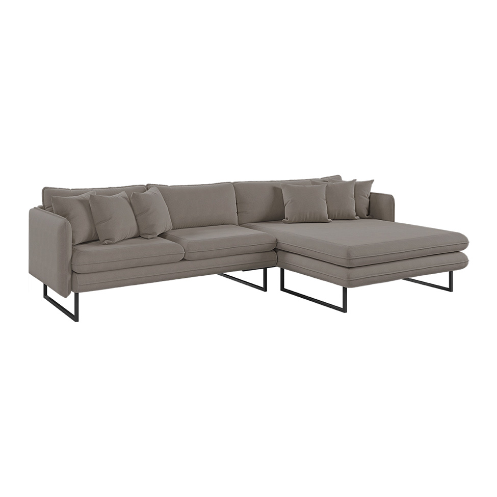Sofá 5 Lugares Ricco com Chaise Direita Linho Fendi