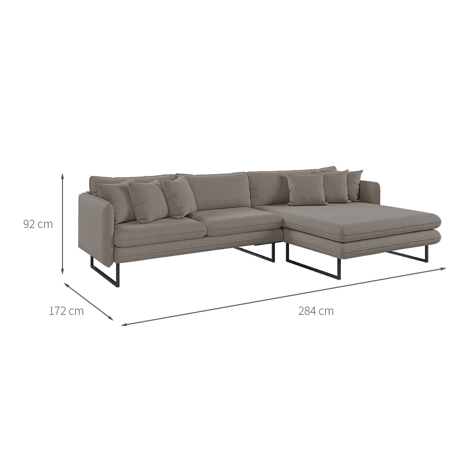 Sofá 5 Lugares Ricco com Chaise Direita Linho Fendi
