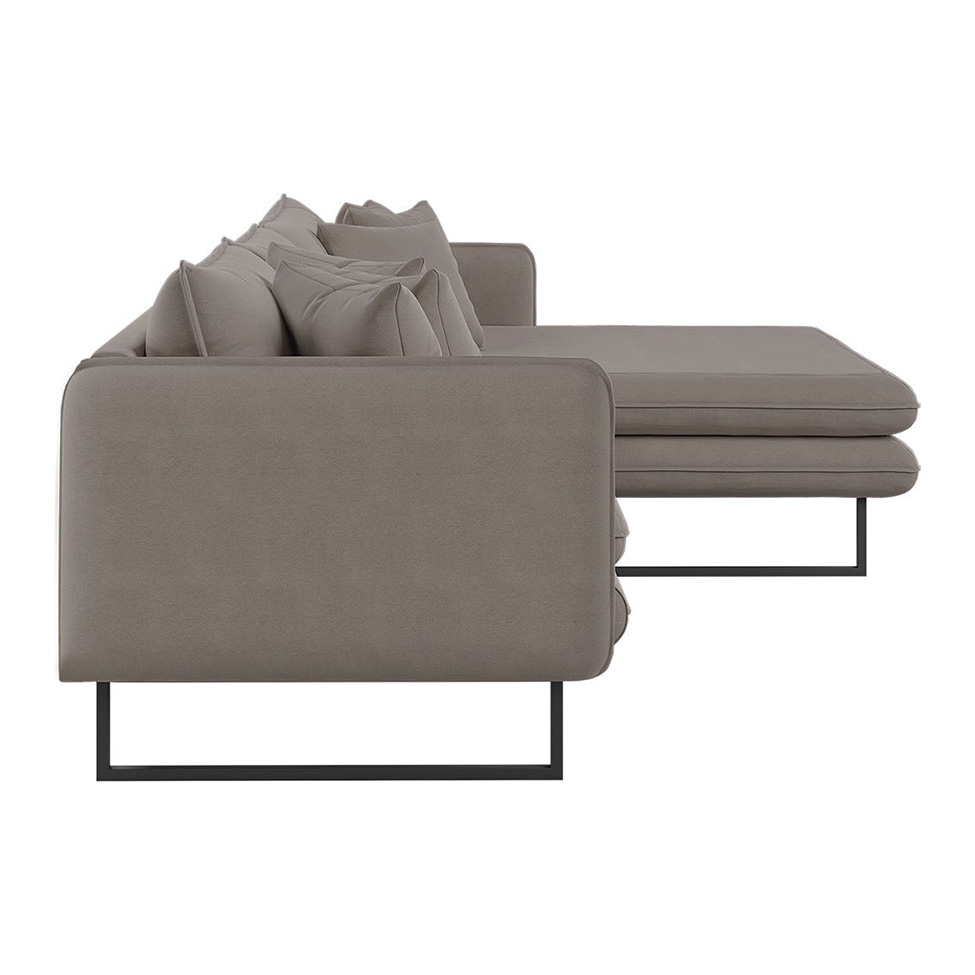 Sofá 5 Lugares Ricco com Chaise Direita Linho Fendi