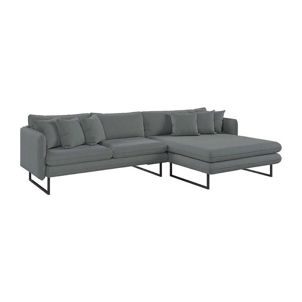 Sofá 5 Lugares Ricco com Chaise Direita Linho Grafite