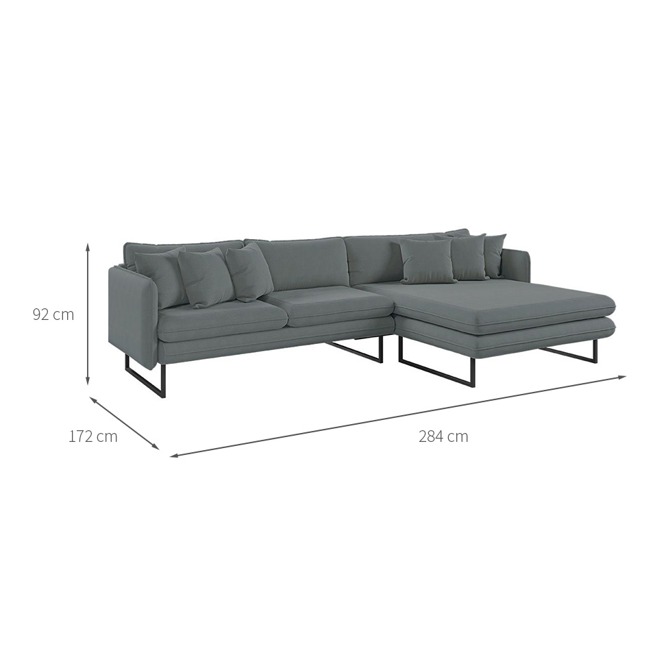 Sofá 5 Lugares Ricco com Chaise Direita Linho Grafite