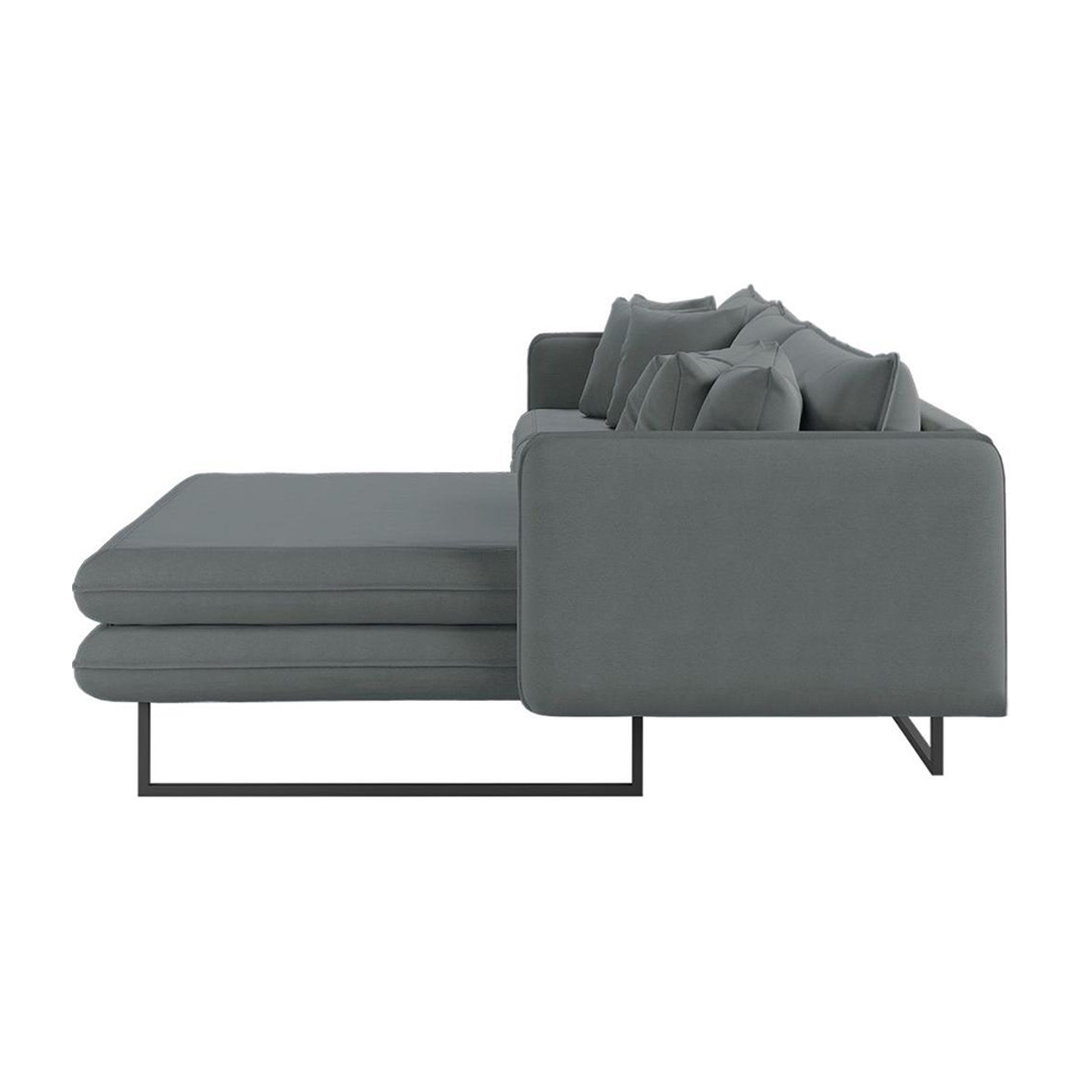 Sofá 5 Lugares Ricco com Chaise Direita Linho Grafite
