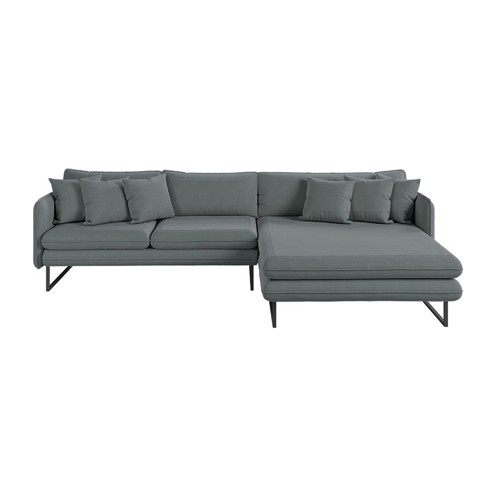 Sofá 5 Lugares Ricco com Chaise Direita Linho Grafite