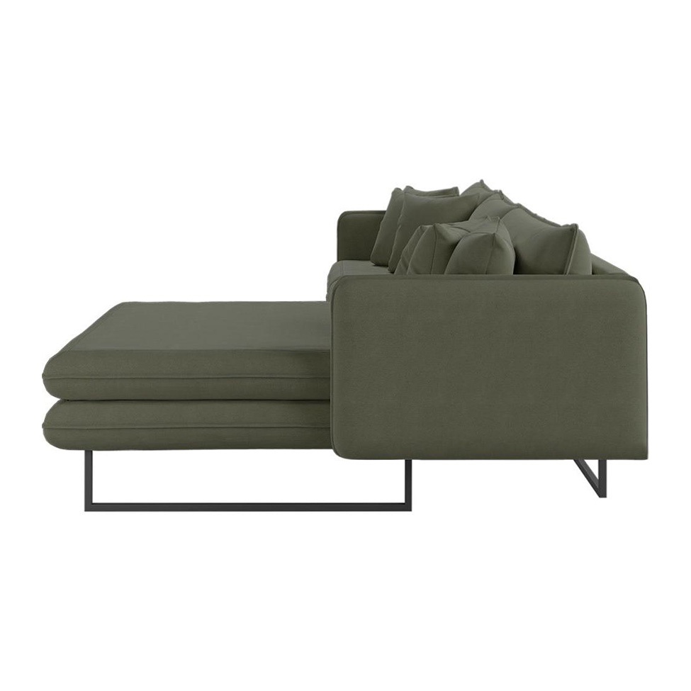 Sofá 5 Lugares Ricco com Chaise Direita Linho Verde