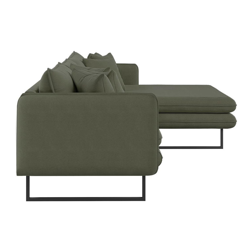 Sofá 5 Lugares Ricco com Chaise Direita Linho Verde