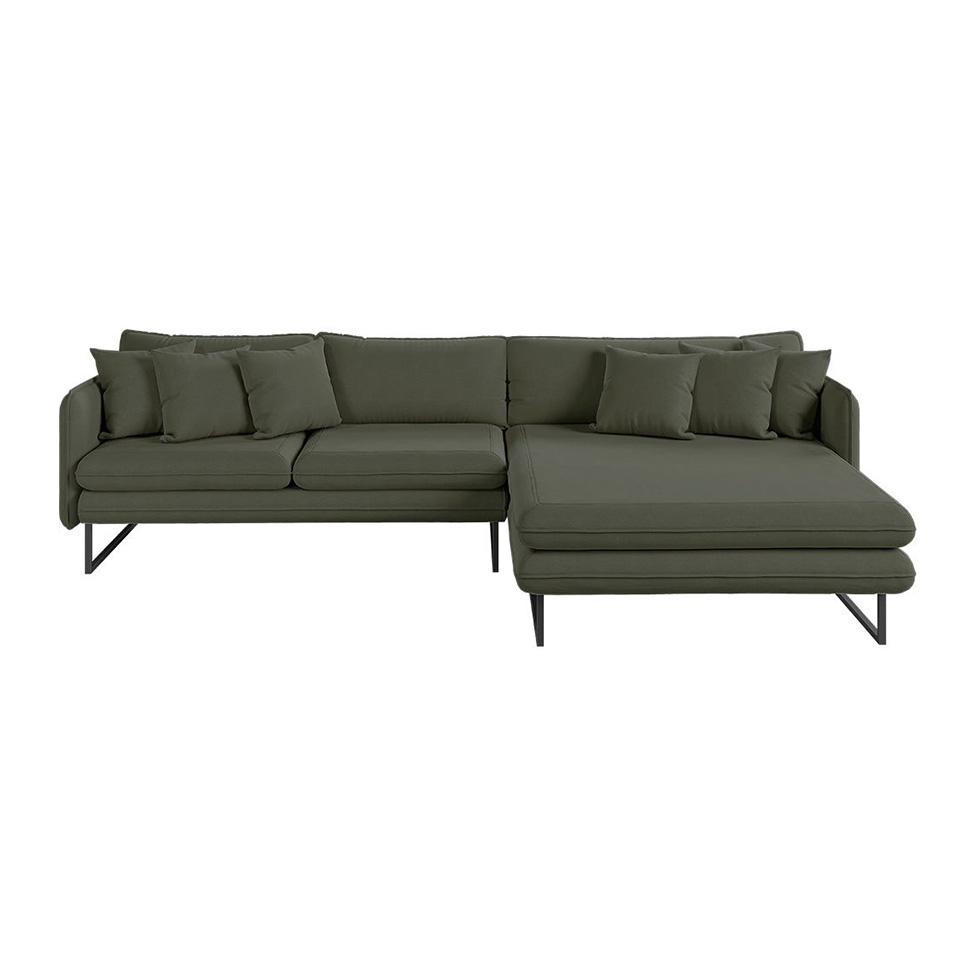 Sofá 5 Lugares Ricco com Chaise Direita Linho Verde